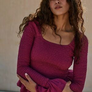 Free People - Elegant Pink Smocked Top